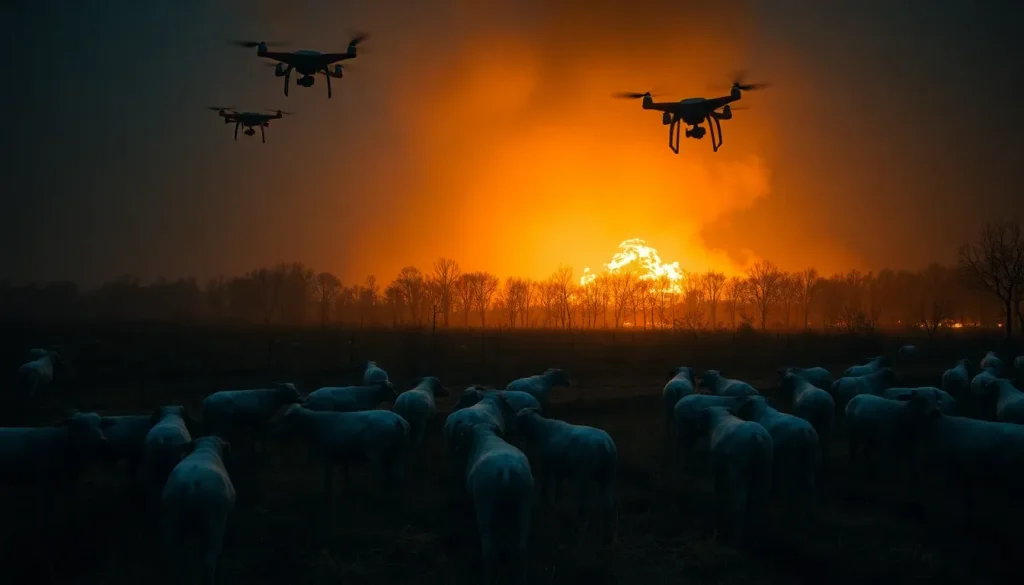 Imagen relacionada con ataque de drones en Ucrania